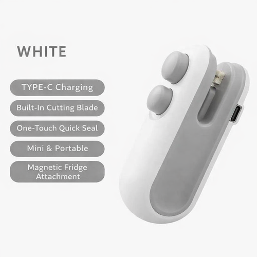 Mini Portable Heat Sealer with Built-In Cutter – USB Type-C Rechargeable Bag Sealing Machine
